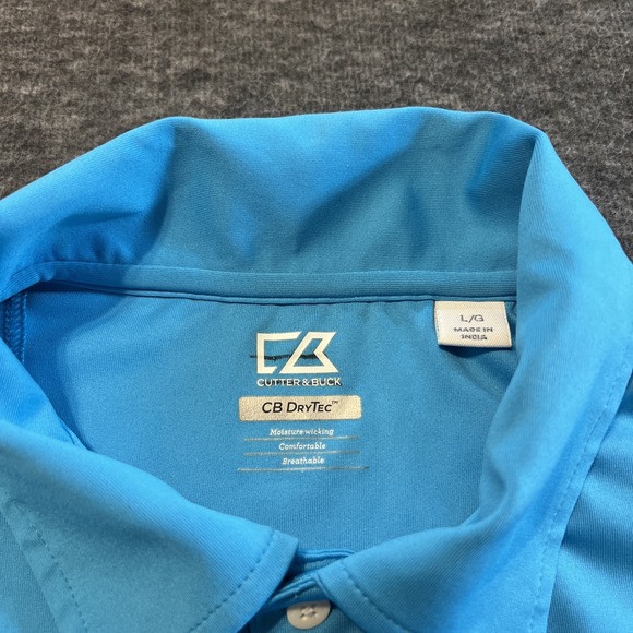 Cutter & Buck Polo Mens Large Blue CB DryTec Moisture Wicking Golf Ready To Wear - Picture 5 of 8